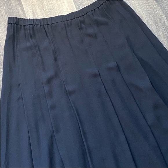 NWT Eileen Fisher Pure Silk Georgette Crepe Black Pleated Maxi Skirt - Picture 8 of 12